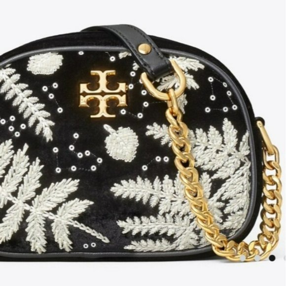 Tory Burch Handbags - Tory Burch Kira Velvet Embroidered Crossbody Handbag